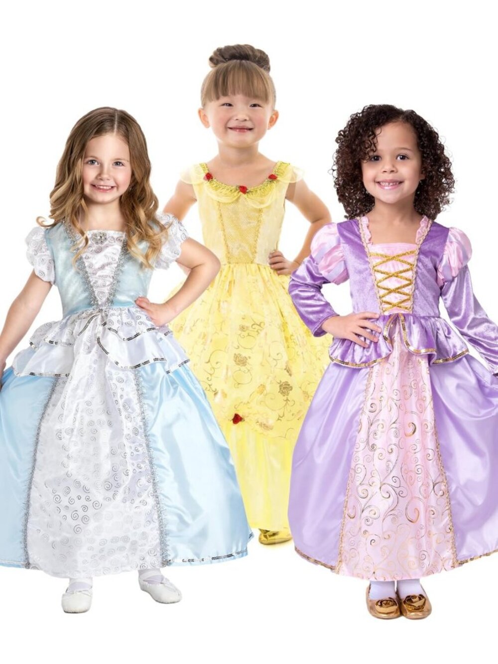 Classic Three Princess Costume Dress Set for Kids - Machine Washable, Size Small